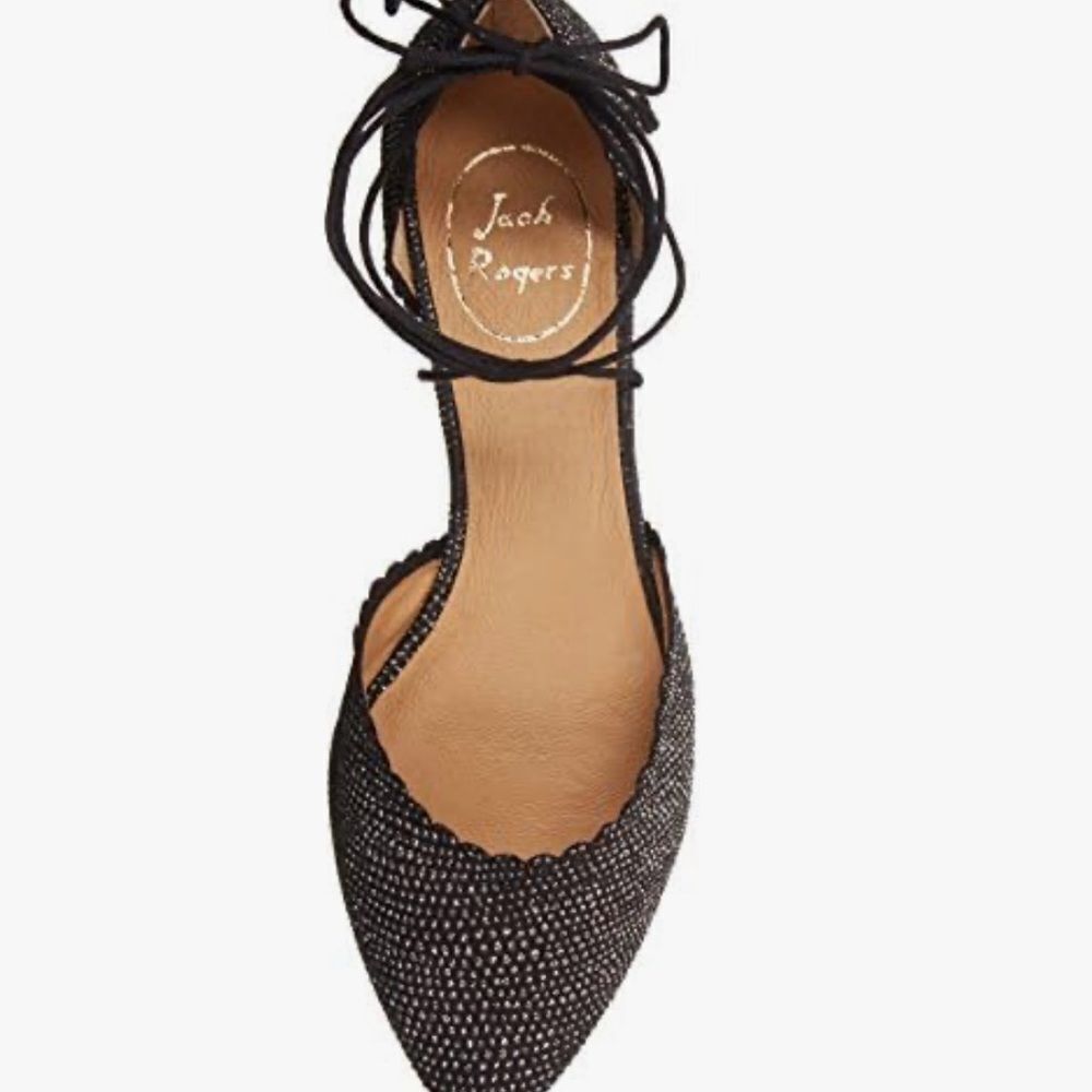 Jack Rogers Black Flats with Elegant Ankle Wrap